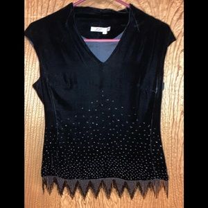 Beautiful black velvet fringe top